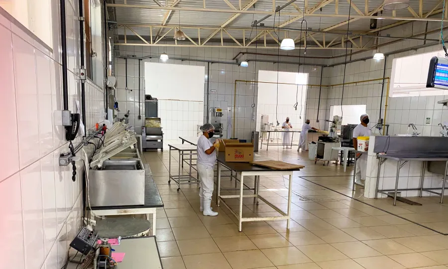 O salão de produção